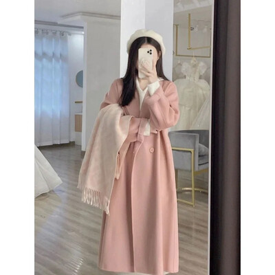 2023, nou sosire, pardesiu de lână, de lungime medie, în stil coreean, jachetă de lână cu senzație de înaltă calitate, în stil coreean, pentru toamnă/iarnă