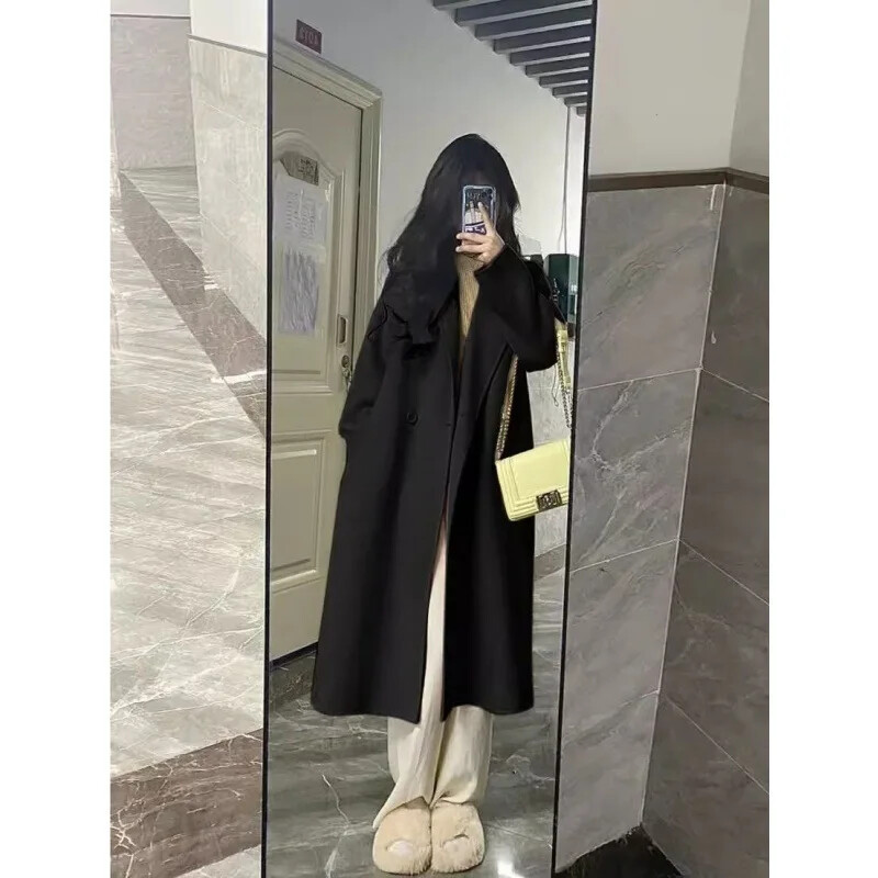 2023, nou sosire, pardesiu de lână, de lungime medie, în stil coreean, jachetă de lână cu senzație de înaltă calitate, în stil coreean, pentru toamnă/iarnă