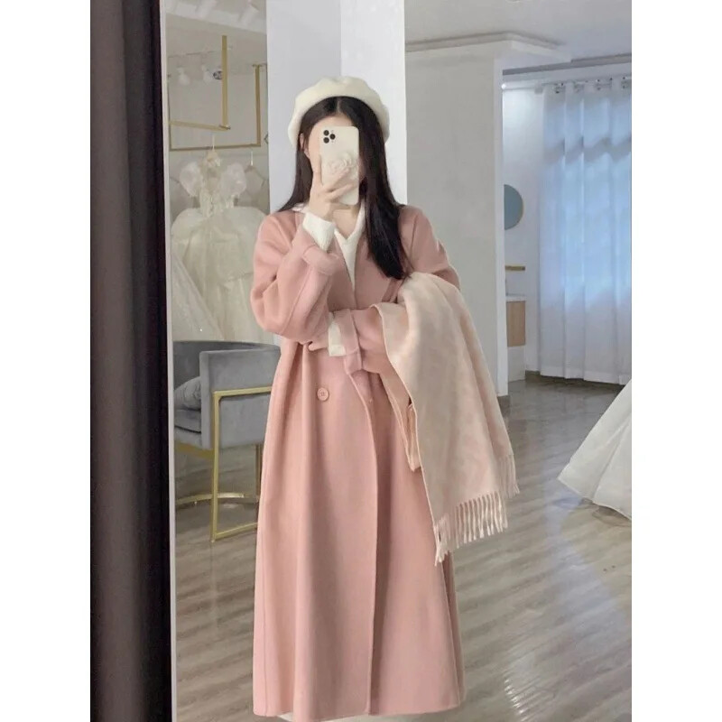 2023, nou sosire, pardesiu de lână, de lungime medie, în stil coreean, jachetă de lână cu senzație de înaltă calitate, în stil coreean, pentru toamnă/iarnă