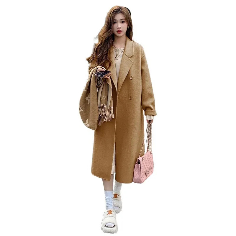 2023, nou sosire, pardesiu de lână, de lungime medie, în stil coreean, jachetă de lână cu senzație de înaltă calitate, în stil coreean, pentru toamnă/iarnă