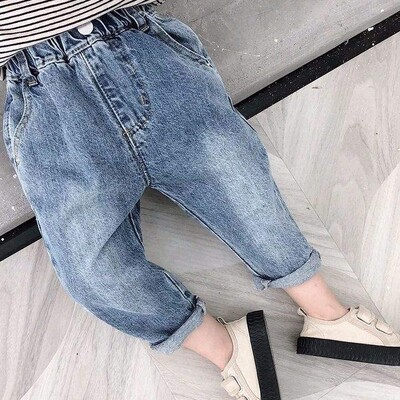Baby Boys Denim Παντελόνι Άνοιξη Φθινόπωρο Νέο Μονόχρωμο Ελαστική Μέση Εξωτερικό Παιδικό Αγόρι Παντελόνι Ευέλικτο Βαμβακερό Παιδικό Αγόρι Παντελόνι
