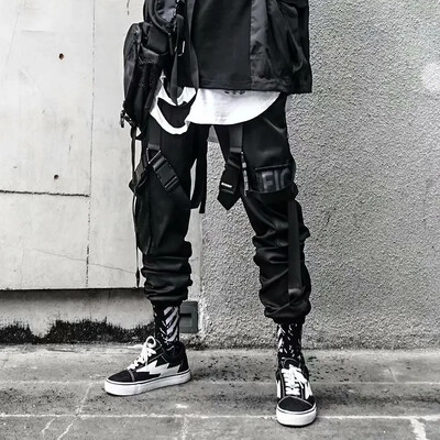 Joggers Cargo Bikses vīriešiem Ikdienas Hip Hop Hit Color Pocket Vīriešu bikses Sporta bikses Streetwear Lentes Techwear Bikses