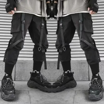 Joggers Cargo Bikses vīriešiem Ikdienas Hip Hop Hit Color Pocket Vīriešu bikses Sporta bikses Streetwear Lentes Techwear Bikses