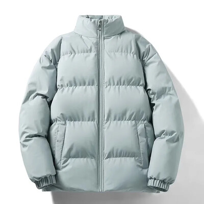 Toamnă/iarnă Jachetă de bumbac căptușită cu fleece pentru bărbați Jachetă căptușită cu gât țestoasă de culoare solidă Jachetă pufă cu potrivire lejeră pentru cupluri