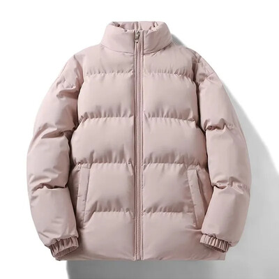 Toamnă/iarnă Jachetă de bumbac căptușită cu fleece pentru bărbați Jachetă căptușită cu gât țestoasă de culoare solidă Jachetă pufă cu potrivire lejeră pentru cupluri