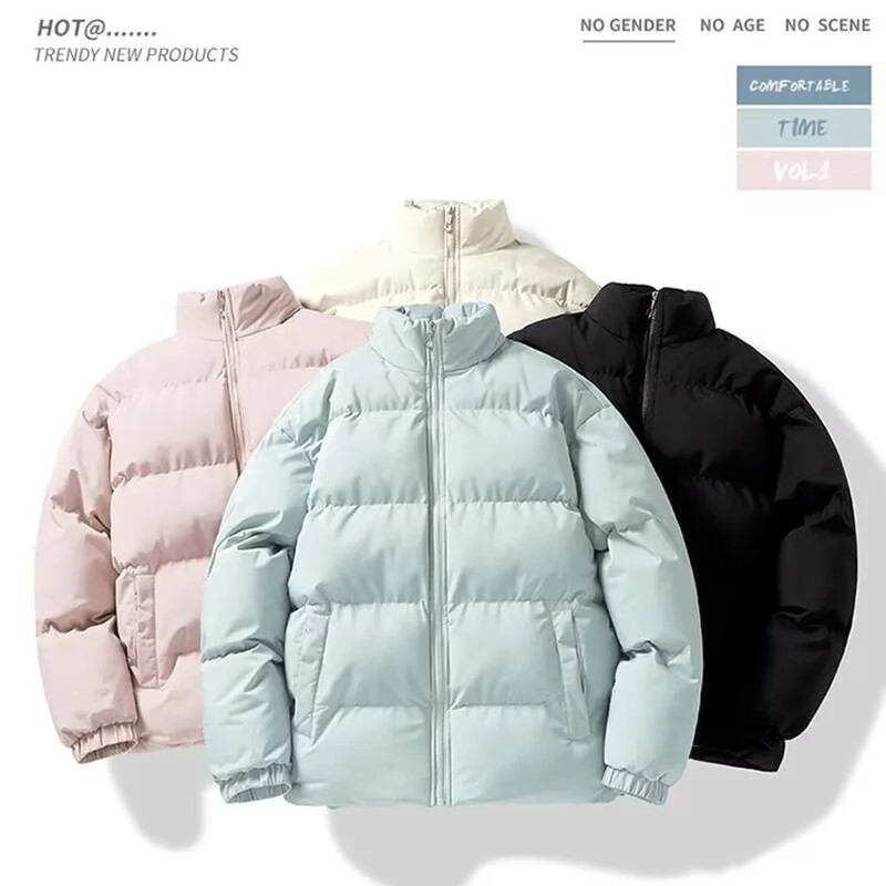 Toamnă/iarnă Jachetă de bumbac căptușită cu fleece pentru bărbați Jachetă căptușită cu gât țestoasă de culoare solidă Jachetă pufă cu potrivire lejeră pentru cupluri