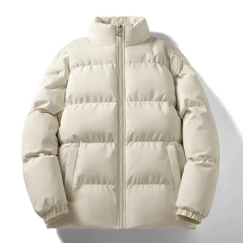 Toamnă/iarnă Jachetă de bumbac căptușită cu fleece pentru bărbați Jachetă căptușită cu gât țestoasă de culoare solidă Jachetă pufă cu potrivire lejeră pentru cupluri