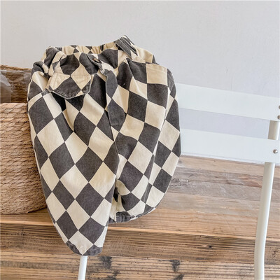 2024 Νέο φθινόπωρο καρό παντελόνι για μωρά αγόρια Κορεατικά νήπια Παιδικά Casual Loose Παντελόνια Haren Παιδικά Ρούχα