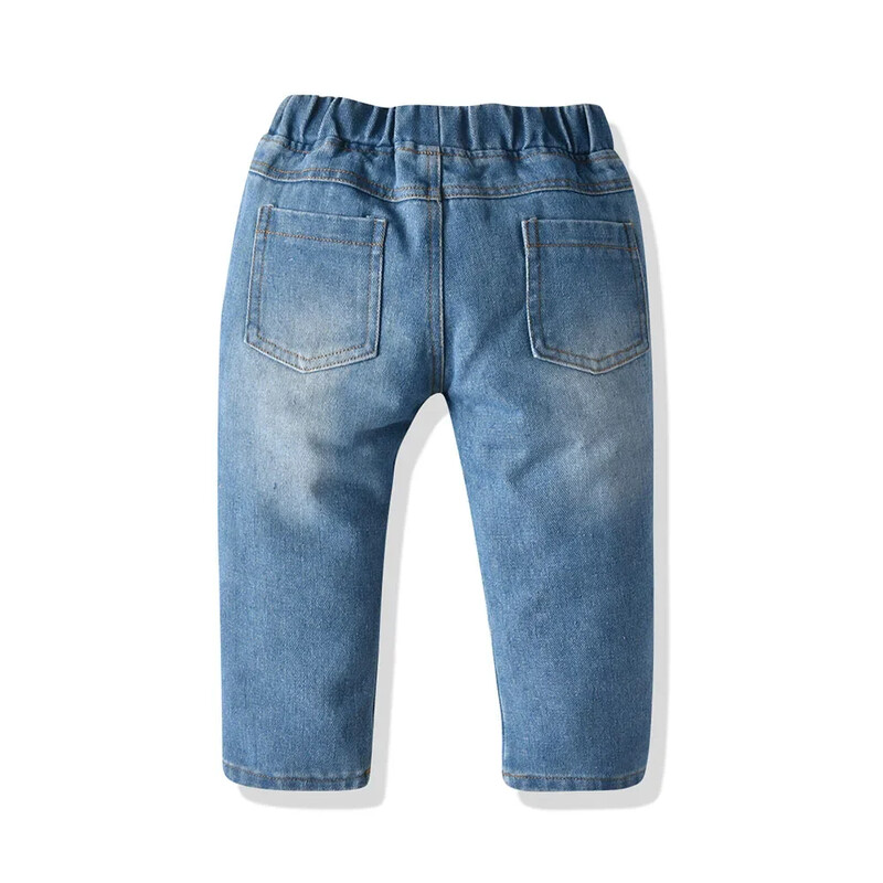80-130 cm Blugi pentru copii Denim stil coreean Pantaloni elastici rupti Pantaloni băieți Jeans Blugi băieți Pantaloni cow Boy