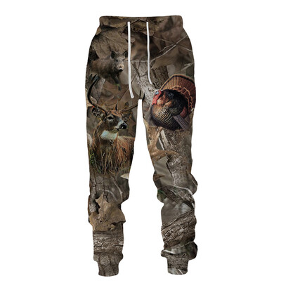 Muškarci, duge hlače, kampiranje na otvorenom, kamuflažni, ležerni lov na divlje životinje, jeleni, vepar, 3D print, trenirke, ribolov, fitness hlače, sportska odjeća