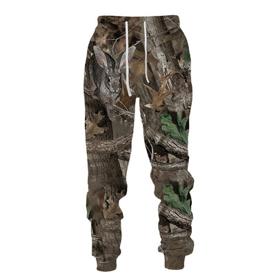Muškarci, duge hlače, kampiranje na otvorenom, kamuflažni, ležerni lov na divlje životinje, jeleni, vepar, 3D print, trenirke, ribolov, fitness hlače, sportska odjeća