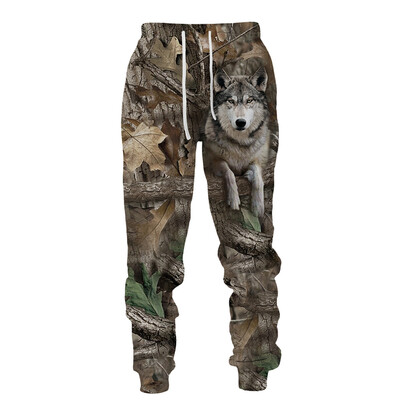 Muškarci, duge hlače, kampiranje na otvorenom, kamuflažni, ležerni lov na divlje životinje, jeleni, vepar, 3D print, trenirke, ribolov, fitness hlače, sportska odjeća