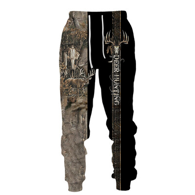 Muškarci, duge hlače, kampiranje na otvorenom, kamuflažni, ležerni lov na divlje životinje, jeleni, vepar, 3D print, trenirke, ribolov, fitness hlače, sportska odjeća
