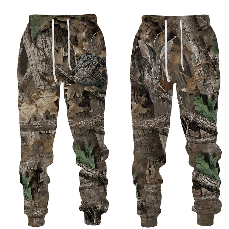Muškarci, duge hlače, kampiranje na otvorenom, kamuflažni, ležerni lov na divlje životinje, jeleni, vepar, 3D print, trenirke, ribolov, fitness hlače, sportska odjeća