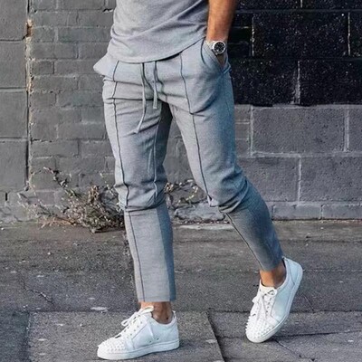 Primăvară Toamnă Pantaloni casual noi pentru bărbați Moda Mișcare Pantaloni confortabili de alergare cu buzunare elastice Pantaloni creion cu șnur