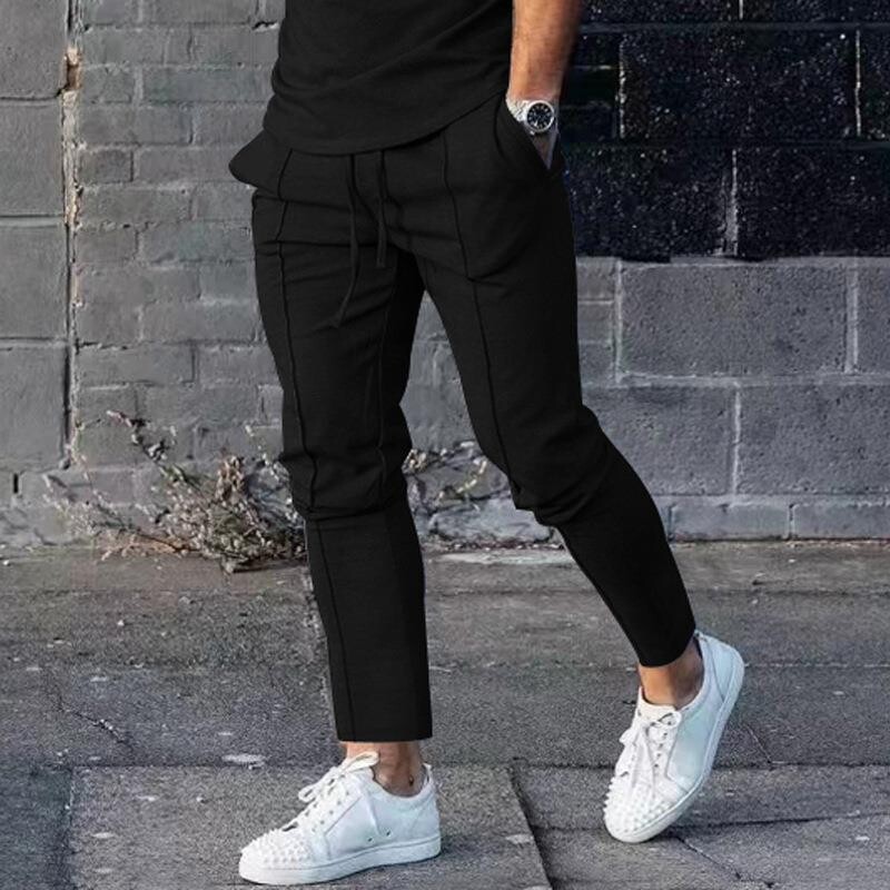 Primăvară Toamnă Pantaloni casual noi pentru bărbați Moda Mișcare Pantaloni confortabili de alergare cu buzunare elastice Pantaloni creion cu șnur
