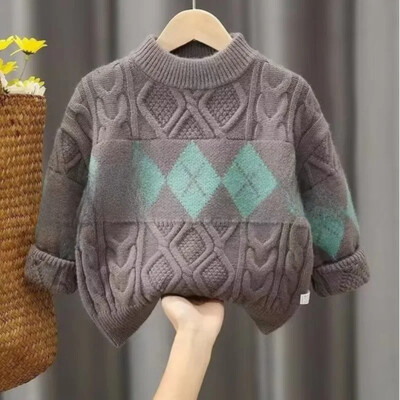 2023 Pulover coreean în stil nou pentru băieți, toamnă iarnă, pulover mijlociu până la mare pentru copii, top pentru bebeluși, design cu gât turnu