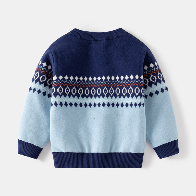 Pulover pentru băieți pentru copii coreeni din bumbac Argyle Wave pentru copii mici Pulovere pentru băieți 2024 catifea guler rotund cu tiv elastic pentru sugari
