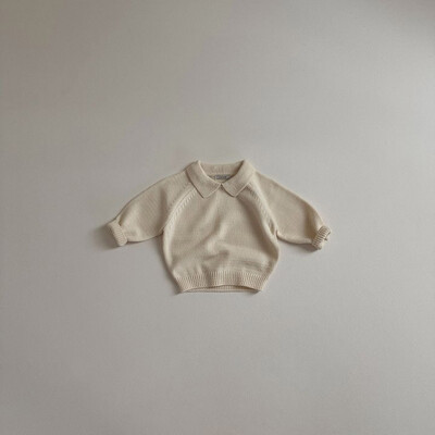 4155 Korejski dječji pulover Jesen 2024. Novi pleteni pulover s preklopnim prugama za dječake 1-7 godina Dječji puloveri