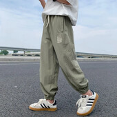 Pantaloni de vară ultra-subțiri din mătase de gheață pentru băieți Pantaloni sport cu uscare rapidă pentru copii mijlocii spre mari, stil nou 2024