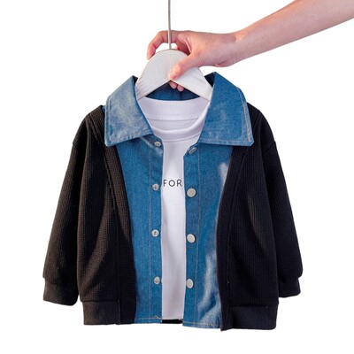 Moda za proljeće i jesen, dječja jeans jakna za dječake, dječja traper bluza, jakna, kardigan dugih rukava, kaput, odjeća za malu djecu