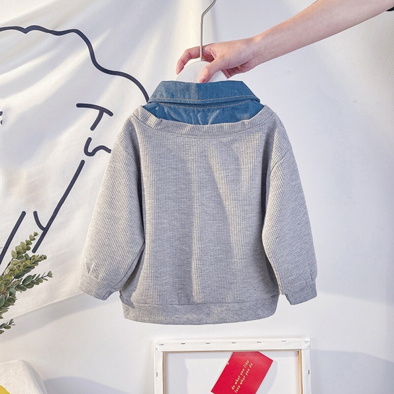 Moda za proljeće i jesen, dječja jeans jakna za dječake, dječja traper bluza, jakna, kardigan dugih rukava, kaput, odjeća za malu djecu