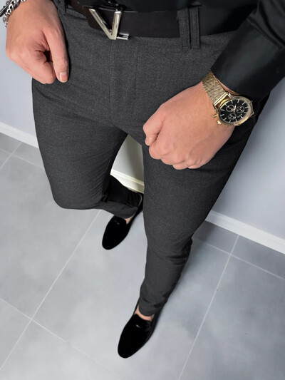 Vīriešu ikdienas bikses Sezonas komforta ikdienas rīta ceļojumu valkāšanai vienkrāsainas, parastas, šauras, taisnas bikses