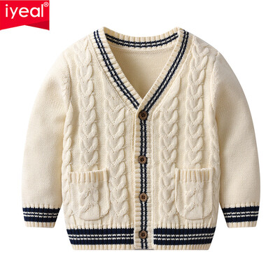 IYEAL Kid Baby Boys Girls Cardigan Pulover Есен Зима Малки плетени дрехи с дълъг ръкав Модни плетива Сладко улично облекло
