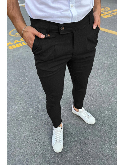 Νέο ανδρικό business Casual Skinny Stretch Παντελόνι Pencil Παντελόνι Μόδας Φερμουάρ στη μέση της μέσης Μασίφ παντελόνι για τζόκινγκ χακί