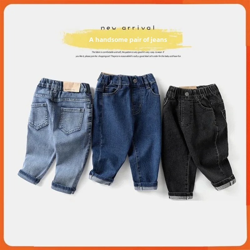 Blugi pentru băieți, de primăvară, toamnă, eleganti, 2023, haine elastice pentru copii, pantaloni lungi și subțiri, slăbiți, pentru copii