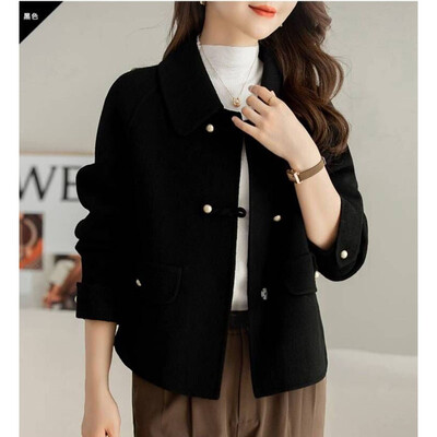 Jesen Zima Ženski dvostrani baršunasti vuneni kaput Ženska odjeća Vunena jakna Visokokvalitetni svestrani kratki kaput od mješavine vune