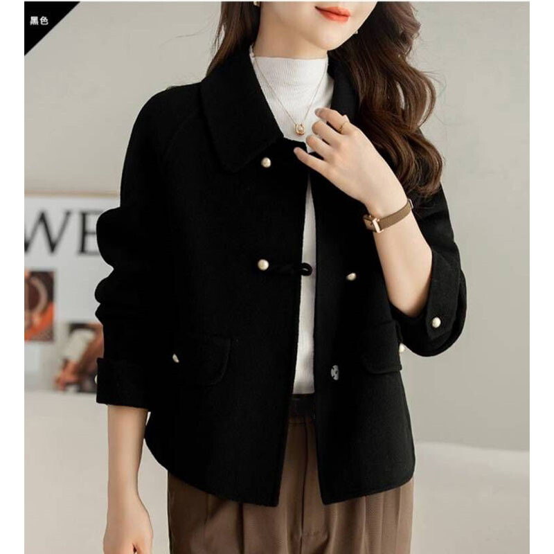 Jesen Zima Ženski dvostrani baršunasti vuneni kaput Ženska odjeća Vunena jakna Visokokvalitetni svestrani kratki kaput od mješavine vune