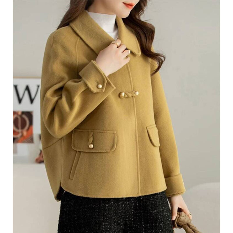 Jesen Zima Ženski dvostrani baršunasti vuneni kaput Ženska odjeća Vunena jakna Visokokvalitetni svestrani kratki kaput od mješavine vune