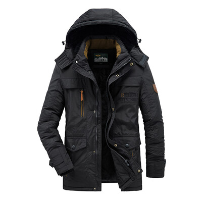 Χειμερινά ανδρικά στρατιωτικά πάρκα casual fleece χοντρό ζεστά ανδρικά πάρκα αντιανεμικά μπουφάν μόδας με κουκούλα Ανδρικό τζάκετ από βαμβάκι