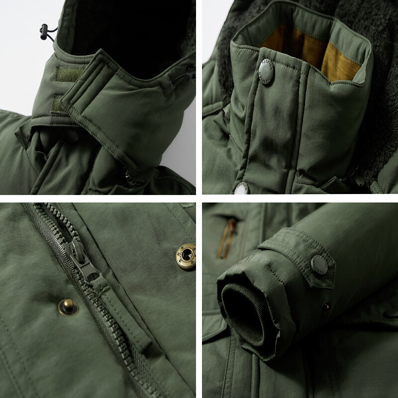 Χειμερινά ανδρικά στρατιωτικά πάρκα casual fleece χοντρό ζεστά ανδρικά πάρκα αντιανεμικά μπουφάν μόδας με κουκούλα Ανδρικό τζάκετ από βαμβάκι