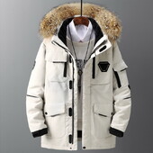 Ανδρικά πουπουλένια μπουφάν Big Real Fur Collar Warm Parka -30 Degrees Ανδρικά casual 90% White Duck Down Παλτό Χειμώνας Χιόνι Παχύ πανωφόρι