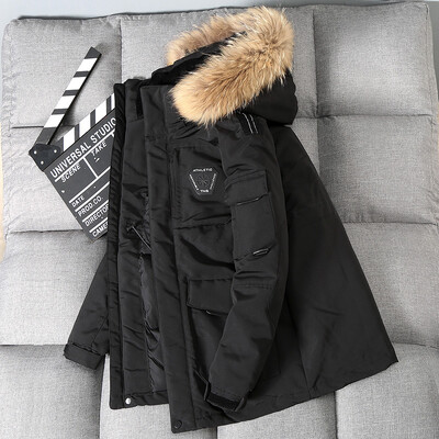 Ανδρικά πουπουλένια μπουφάν Big Real Fur Collar Warm Parka -30 Degrees Ανδρικά casual 90% White Duck Down Παλτό Χειμώνας Χιόνι Παχύ πανωφόρι