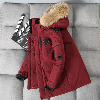 Ανδρικά πουπουλένια μπουφάν Big Real Fur Collar Warm Parka -30 Degrees Ανδρικά casual 90% White Duck Down Παλτό Χειμώνας Χιόνι Παχύ πανωφόρι