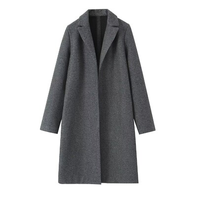 TRAF Φθινόπωρο Χειμώνας Γυναικείο Κομψό μακρυμάνικο φαρδύ παλτό Γυναικείο vintage μονόχρωμο πέτο Ζεστό μακρύ αντιανεμικό πανωφόρι ρούχα