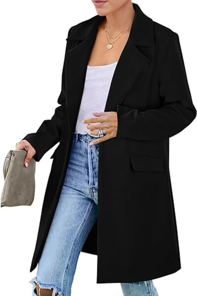 Γυναικείο τζάκετ μαλλί & χαρμάνια Χειμερινό παλτό Μακριά πανωφόρια Γυναικεία παλτό Διπλό στήθος Γυναικεία ρούχα που ανοίγει γιακάς