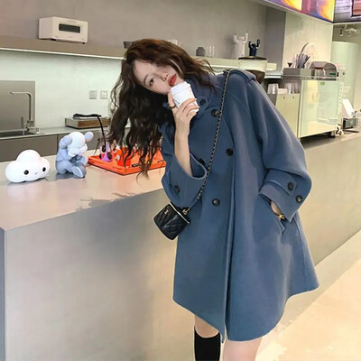 Дамско зимно вълнено яке Bluemantle 2023 Petite Herrington Style Корейско удебелено двулицево вълнено палто
