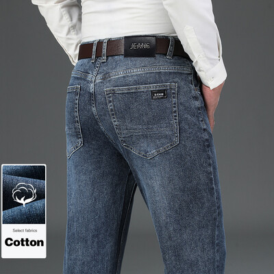 Φθινοπωρινό νέο ανδρικό επαγγελματικό casual τζιν 95% βαμβακερό άνετο ελαστικό ρετρό ίσιο τζιν παντελόνι μάρκας κλασικό παντελόνι άντρας