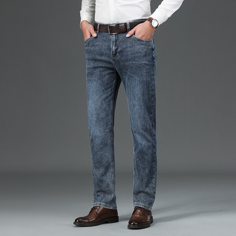 Φθινοπωρινό νέο ανδρικό επαγγελματικό casual τζιν 95% βαμβακερό άνετο ελαστικό ρετρό ίσιο τζιν παντελόνι μάρκας κλασικό παντελόνι άντρας