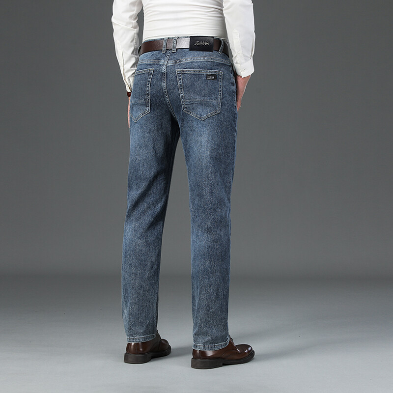 Φθινοπωρινό νέο ανδρικό επαγγελματικό casual τζιν 95% βαμβακερό άνετο ελαστικό ρετρό ίσιο τζιν παντελόνι μάρκας κλασικό παντελόνι άντρας