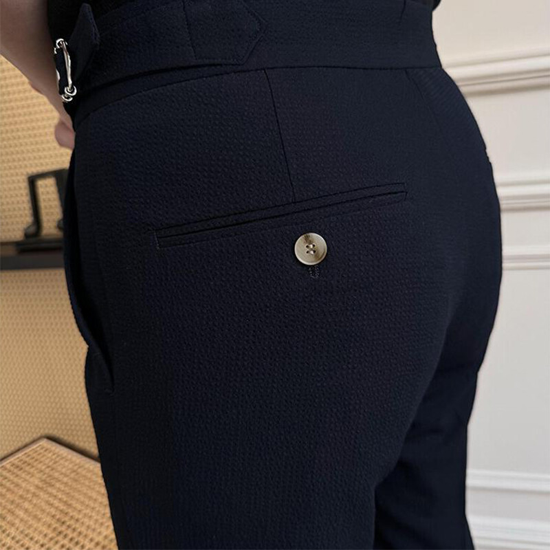 Κοστούμι Νάπολης Ανδρικό Παντελόνι Κομψό Ψηλόμεση Ζώνη Σχεδίαση Λεπτό ίσιο ανδρικό παντελόνι Φθινοπωρινό Vintage μονόχρωμο καθημερινό παντελόνι