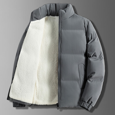 Φθινοπωρινό χειμερινό σταντ γιακά Casual παλτό Puffer Jacket Ανδρικά μπουφάν με φλις επένδυση Παχύ Ζεστό βαμβακερό μπουφάν με επένδυση Plus Size