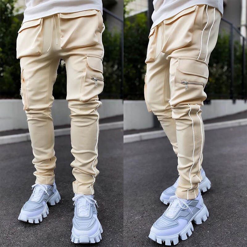 Summer Cargo Casual Παντελόνι Ανδρικό Hip Pop Joggers Reflective Multi-Pocket Trackpants Ανδρικό παντελόνι για τρέξιμο Αθλητικό παντελόνι