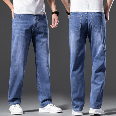 tavaszi nyár bő farmer Férfi üzleti pamut klasszikus egyenes középkorú farmer nadrág férfiaknak vékony nadrágok férfi 40 42 44 46