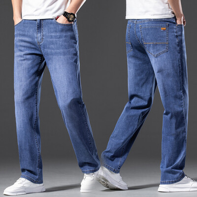 tavaszi nyár bő farmer Férfi üzleti pamut klasszikus egyenes középkorú farmer nadrág férfiaknak vékony nadrágok férfi 40 42 44 46