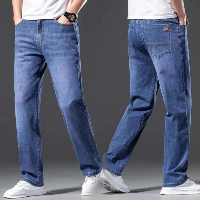 tavaszi nyár bő farmer Férfi üzleti pamut klasszikus egyenes középkorú farmer nadrág férfiaknak vékony nadrágok férfi 40 42 44 46